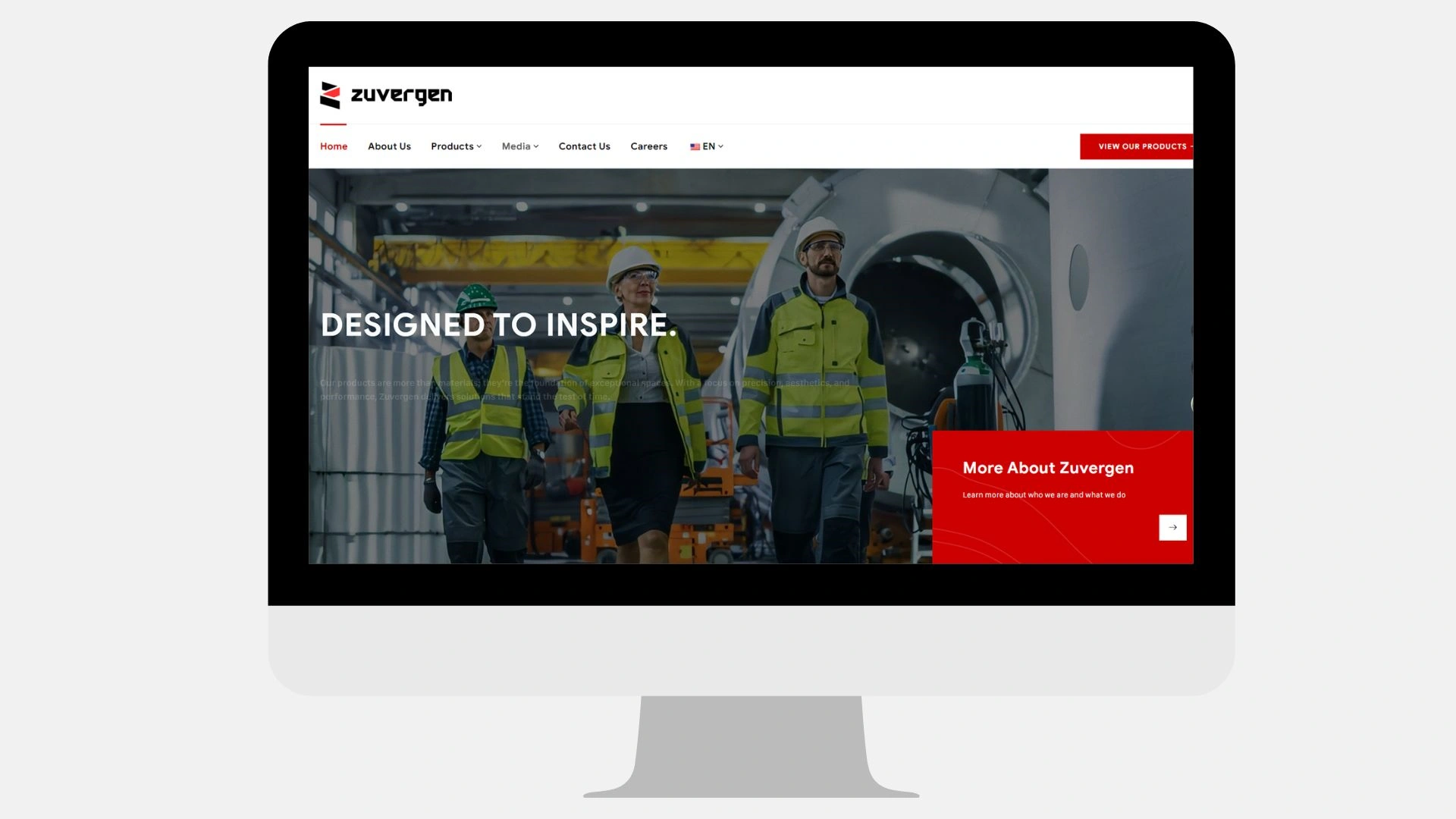 Zuvergen website design by ZeroMaze Agency - construction manufacturing
