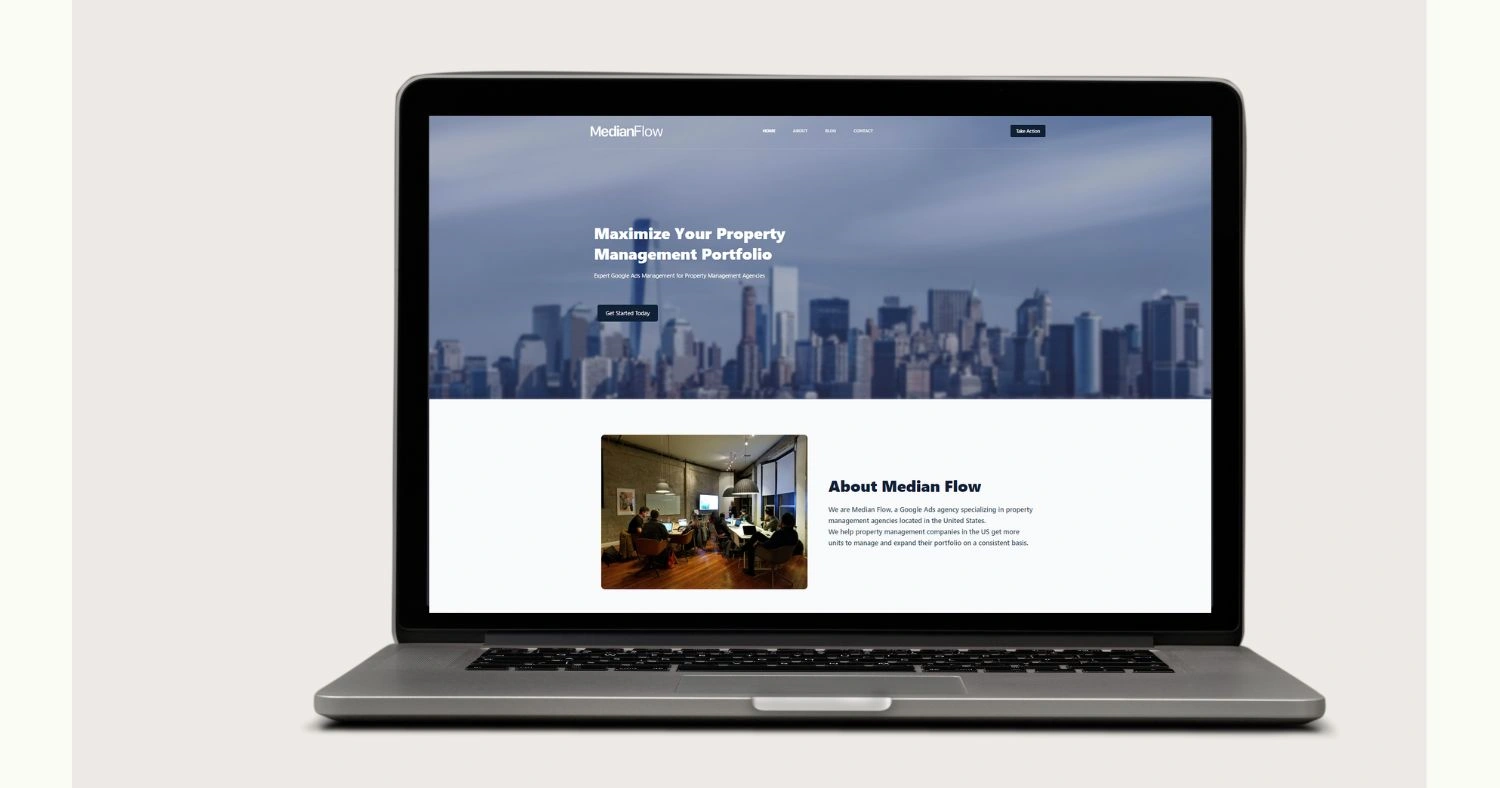 Median Flow website design by ZeroMaze Agency - property management