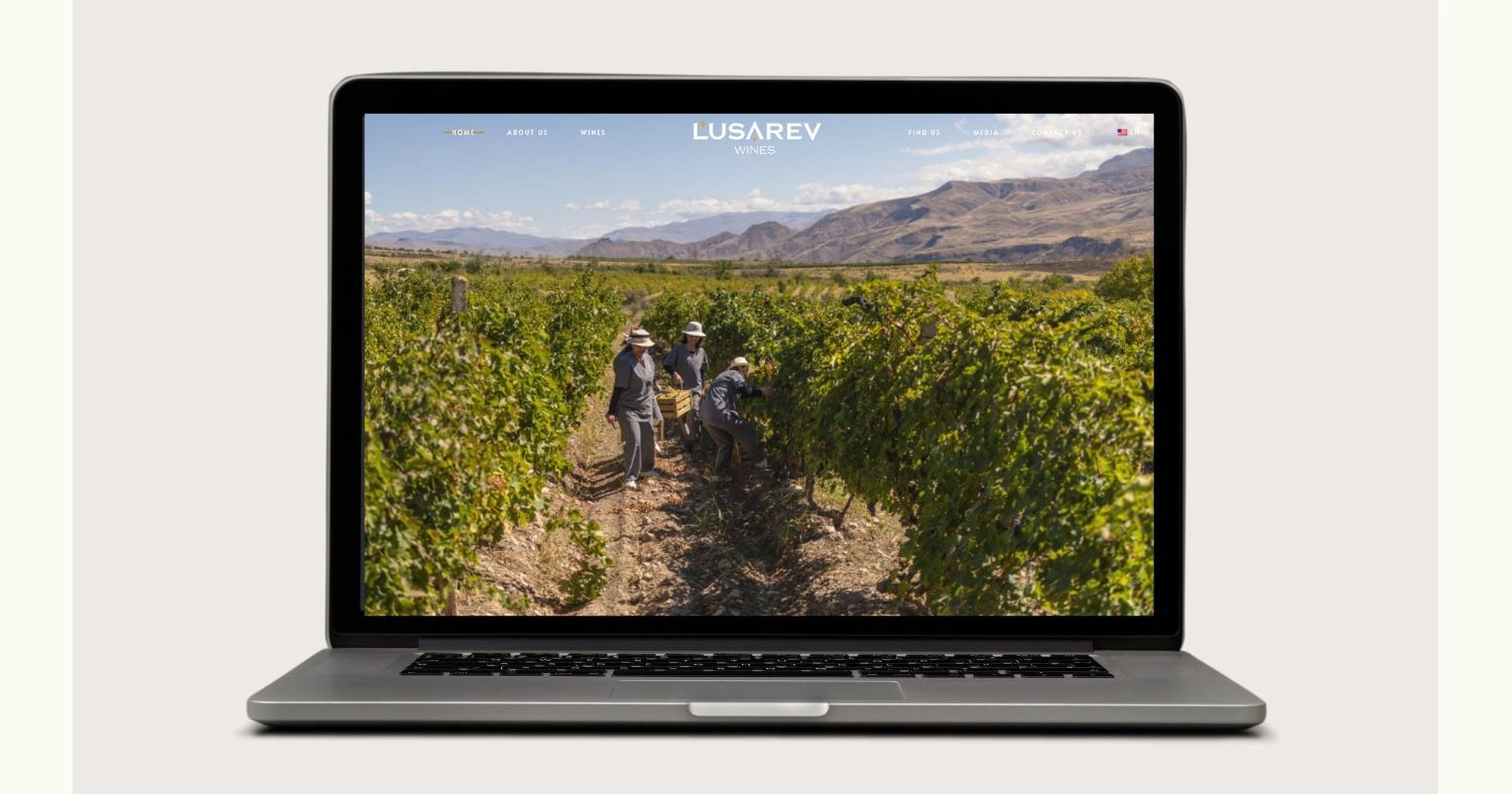 Lusarev Wines website mockup by ZeroMaze Agency