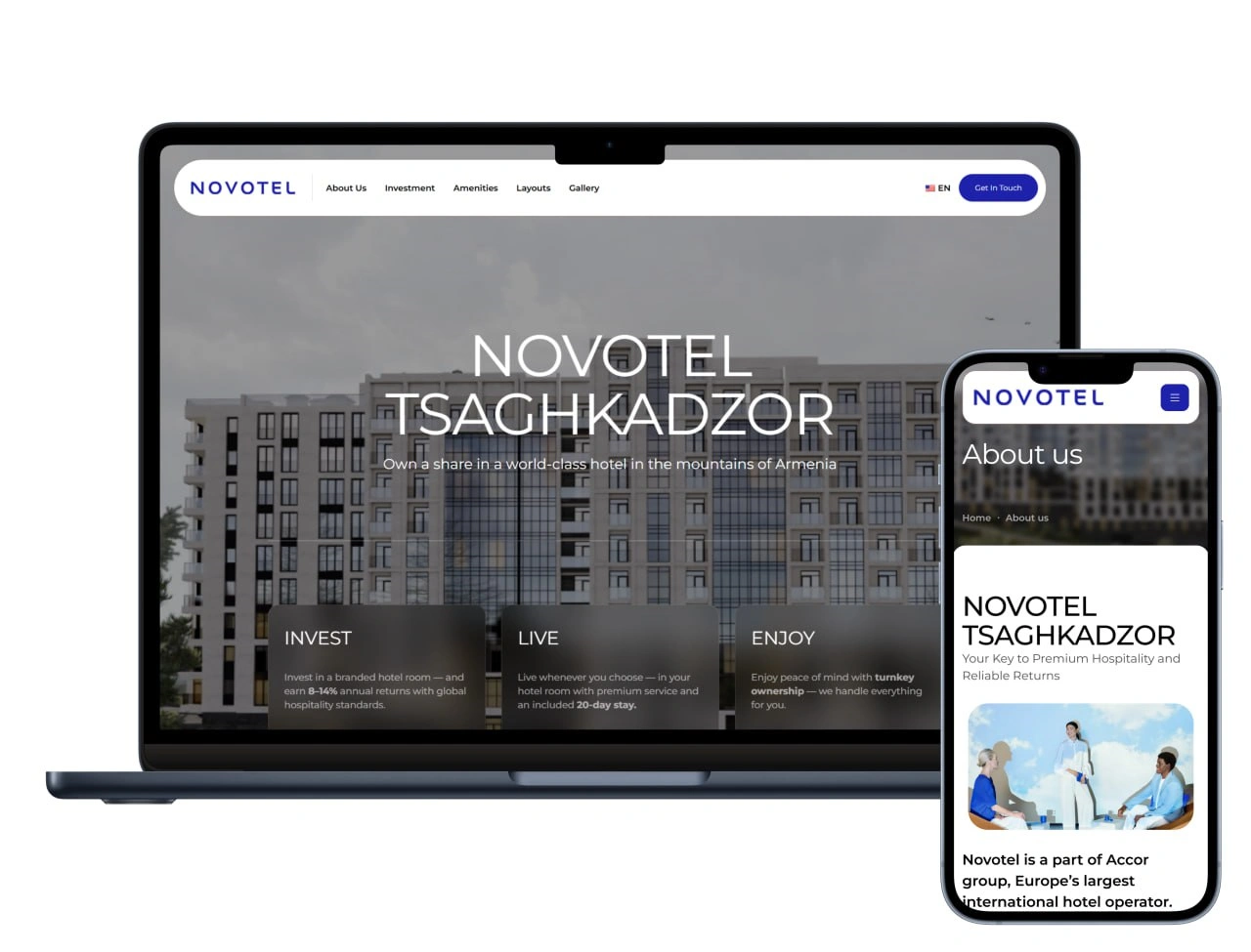 Novotel Tsaghkadzor website design by ZeroMaze Agency - hotel investment